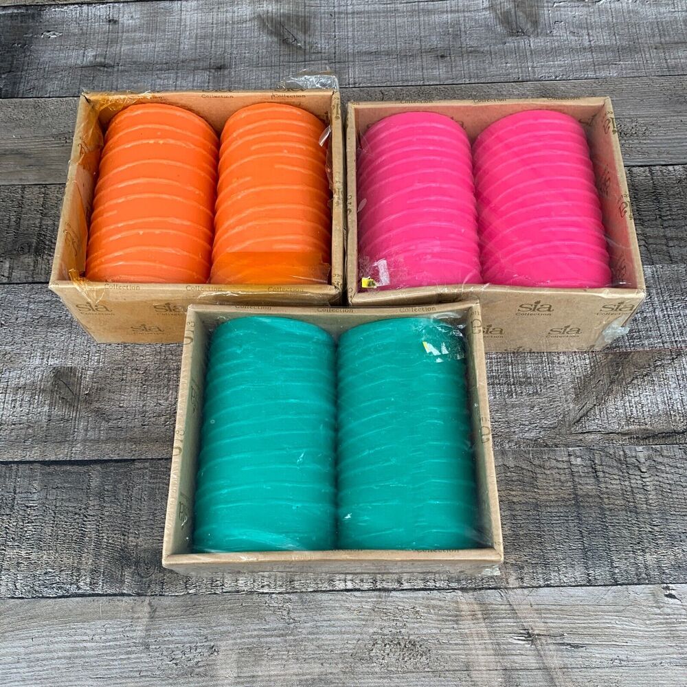 Sia Collection Wax Candle Set, Blue, Pink, Orange